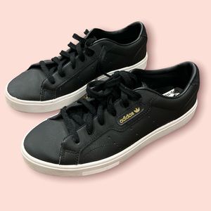 Adidas sneakers black sleek womens size 8